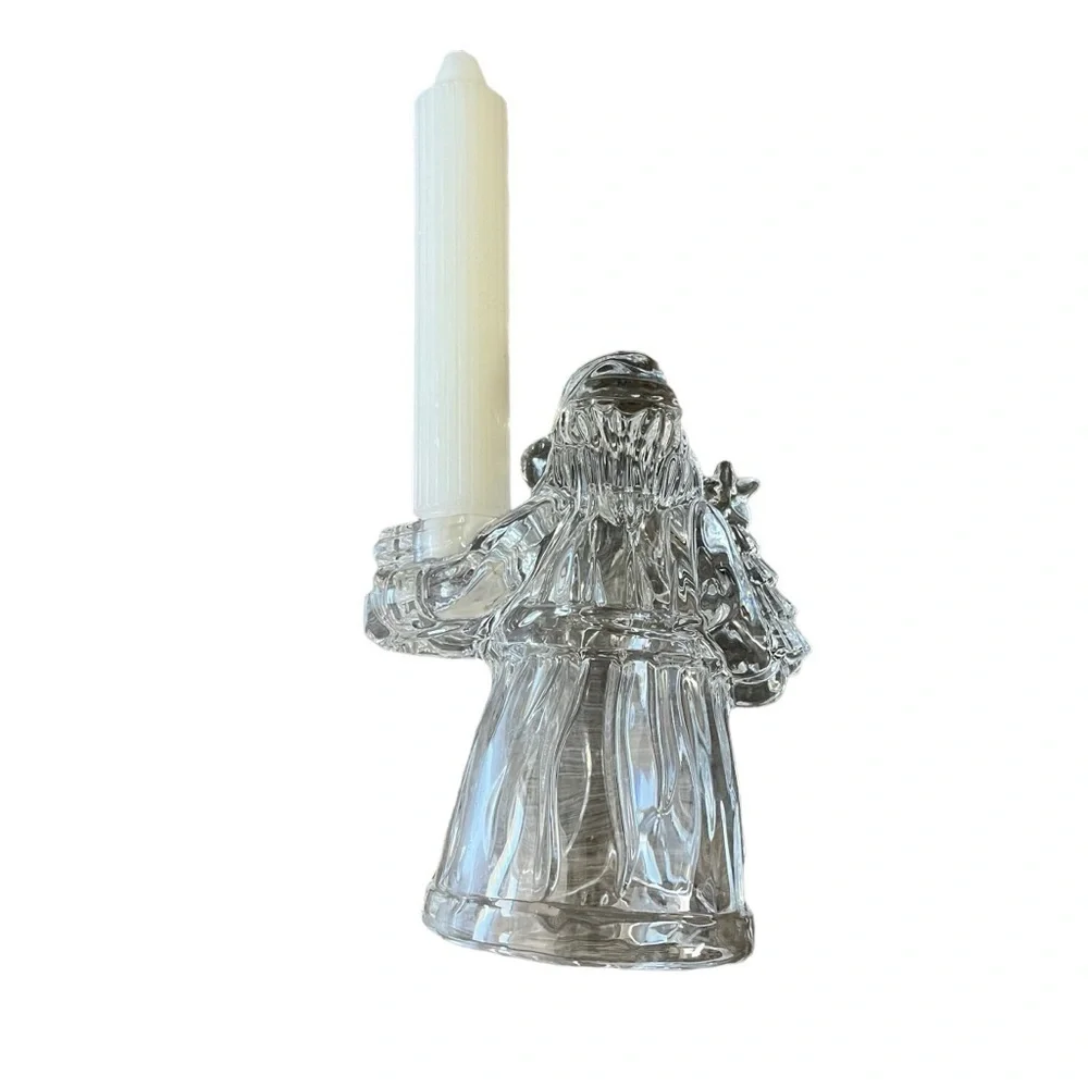 Santa-Lead Crystal Candle Holder, International Silver Company Crystal Santa